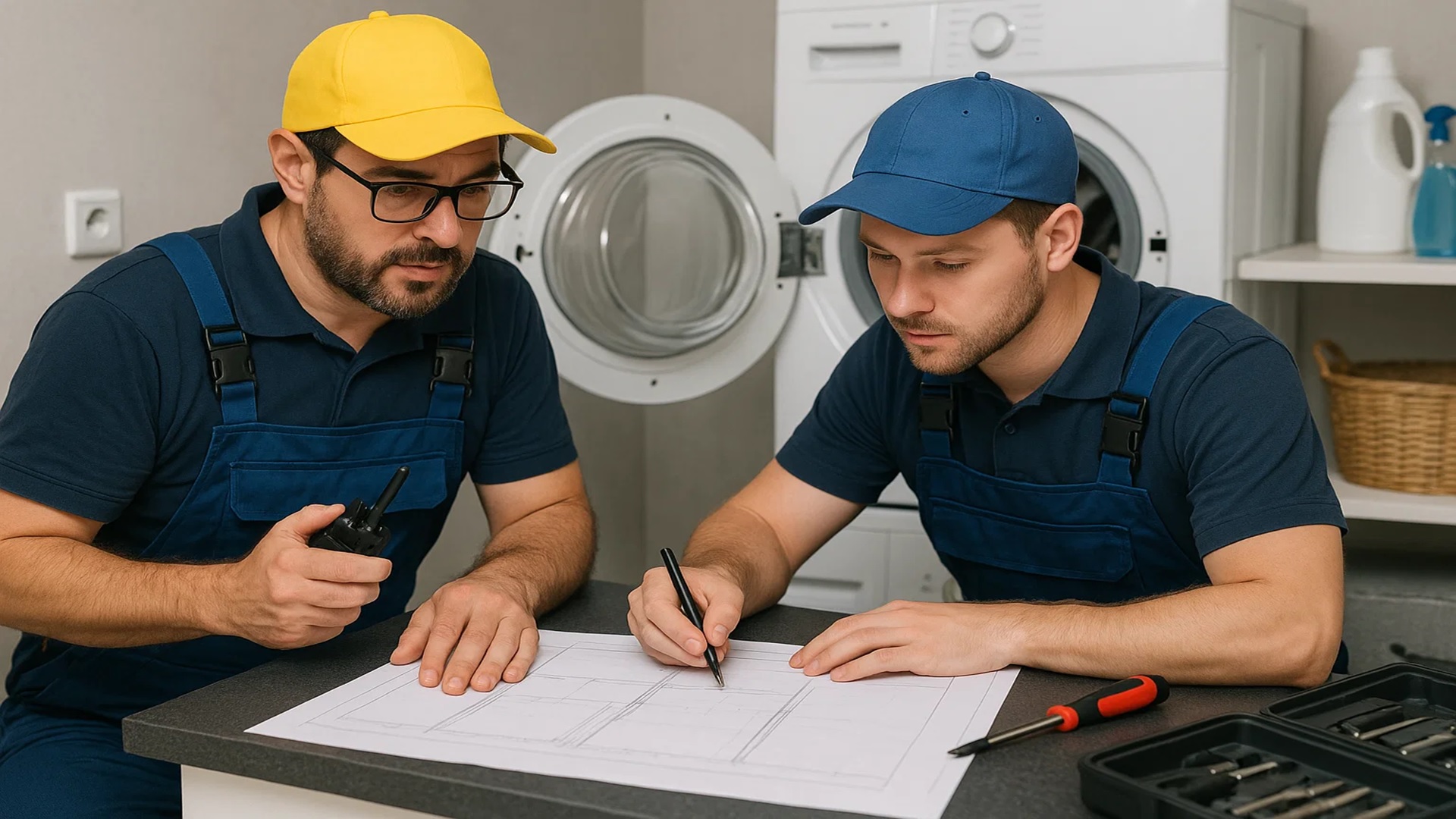 Appliance repair technician at work in Denver home